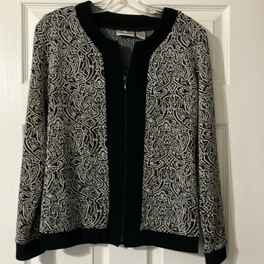 Chico's Black and White Paisley Cardigan